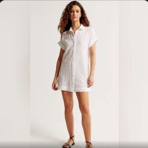 Textured Button-Through Shirt Dress